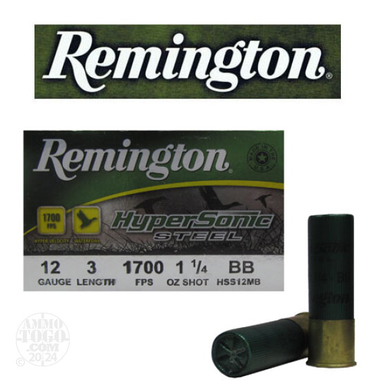 25rds - 12 Ga. Remington HyperSonic  3" 1 1/4oz #BB Non-Toxic Steel Shot