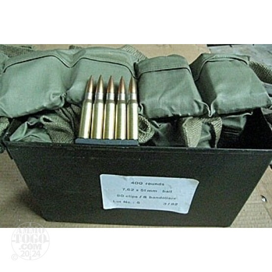 400rds - .308 German Military 147gr. FMJ Ammo on stripper clips
