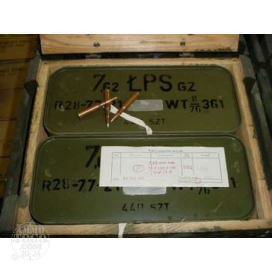 100rds - 7.62x54R Polish Military Light Ball Ammo