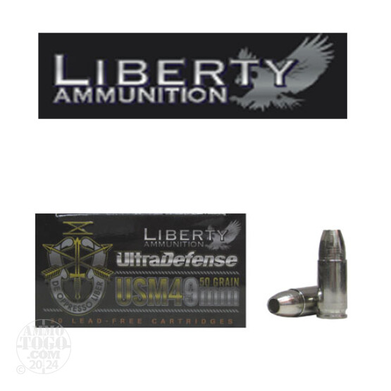 20rds - 9mm Liberty Ultra Defense 50gr. +P HP LF Ammo