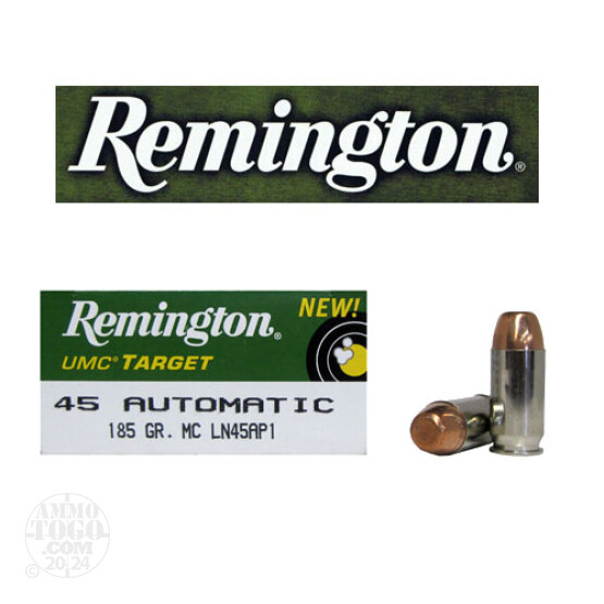 500rds - 45 ACP Remington UMC Target 185gr. Nickel Case FMJ Ammo