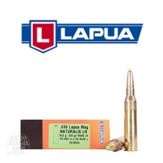 10rds - 338 Lapua Magnum Lapua 230gr. Naturalis Lead Free Round Nose Ammo