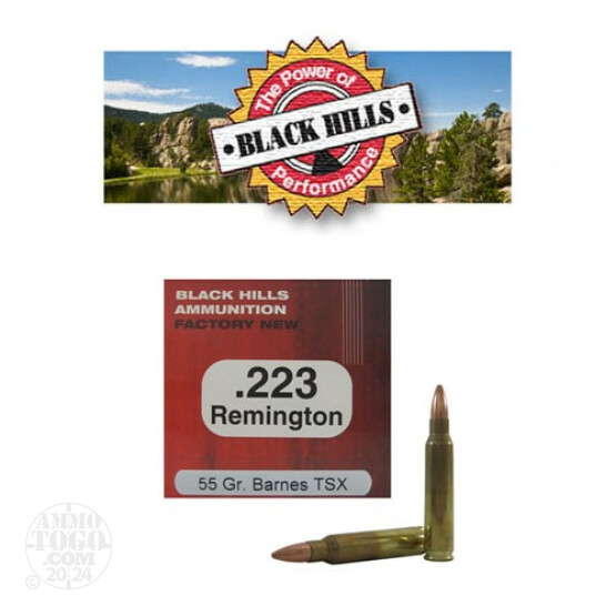 1000rds - 223 Black Hills 55gr. Barnes TSX HP Ammo