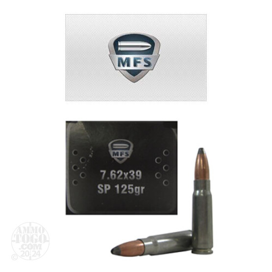 1000rds - 7.62x39 MFS 125gr. Steel Cased Zinc Plated SP Ammo