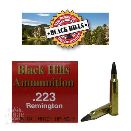 50rds - 223 Black Hills 68gr. Heavy Match HP Moly Ammo