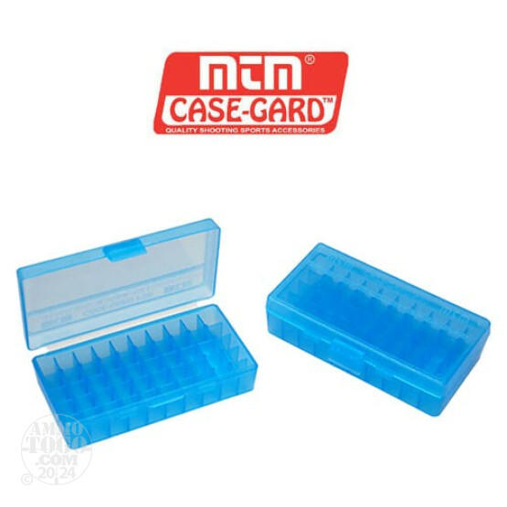1 - MTM Case-Gard P50 Series 50rd. Pistol Ammo Box for .44 Mag - .45LC Blue Color