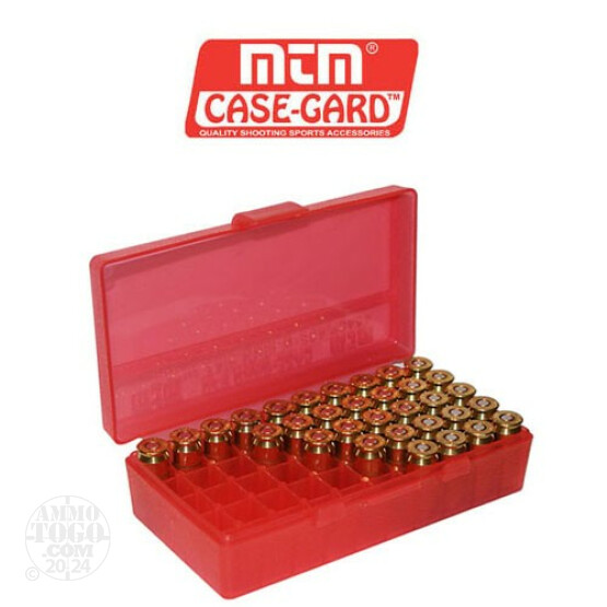 1 - MTM Case-Gard P50 Series 50rd. Pistol Ammo Box for .44 Mag - .45LC Red Color