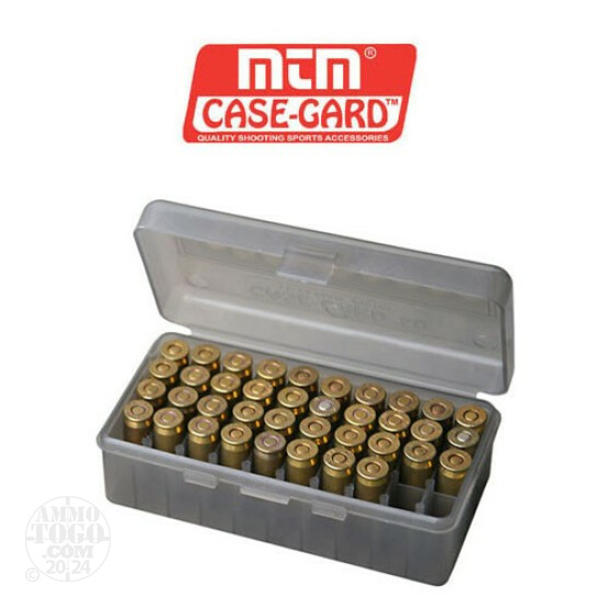1 - MTM Case-Gard Original Series 50rd. Pistol Ammo Box for .45 - .44 Smoke Color