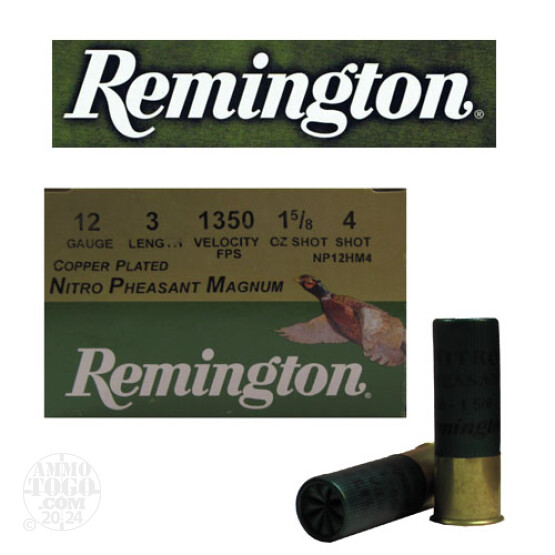 25rds - 12 Gauge Remington Nitro Pheasant Magnum 3" 1 5/8oz. #4 Shot