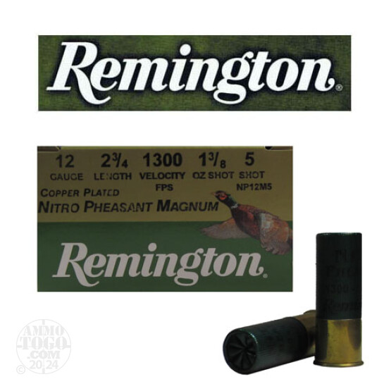 25rds - 12 Gauge Remington Nitro Pheasant Magnum Load 2 3/4" 1 3/8oz. #5 Shot