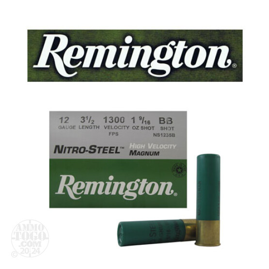 250rds - 12 Gauge Remington Nitro-Steel 3 1/2" 1 9/16oz. #BB Shot Ammo