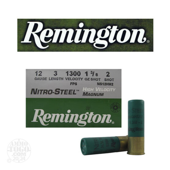 25rds - 12 Gauge Remington Nitro-Steel 3" 1 3/8oz. #2 Shot Ammo