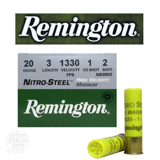 25rds – 20 Gauge Remington Nitro-Steel High Velocity 3" 1oz. #2 Shot Ammo