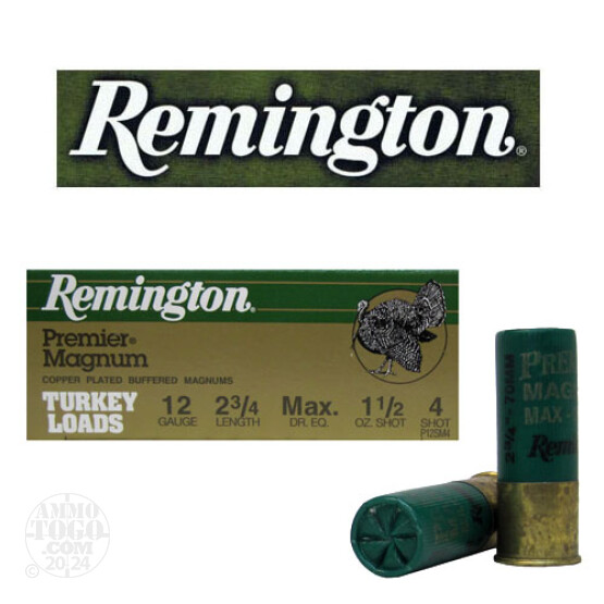 10rds - 12 Gauge Remington Premier Magnum 2 3/4"  Max 1 1/2oz. #4 Turkey Load