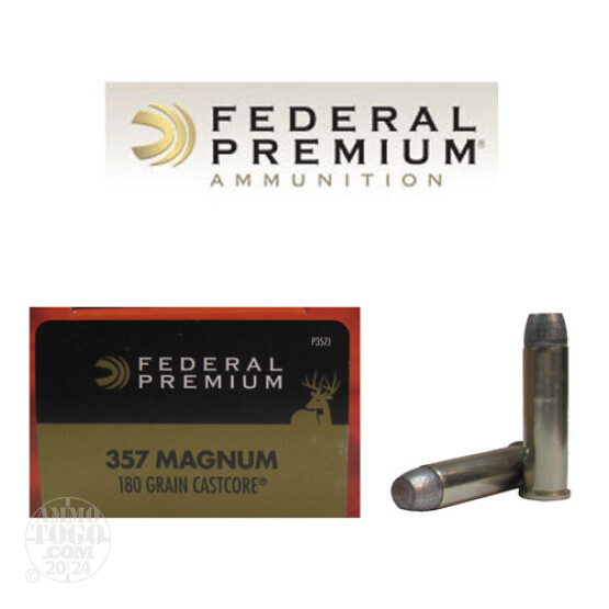 20rds - 357 Mag Federal Vital-Shok 180gr. CastCore Flat Point Hunting Ammo