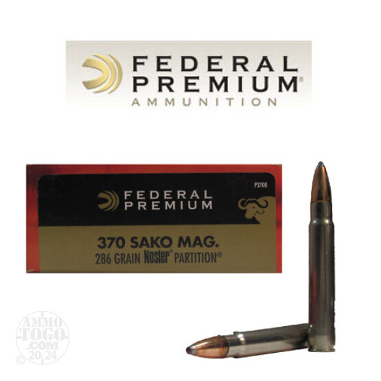 20rds - 370 Sako Magnum Federal 286gr. Nosler Partition Ammo