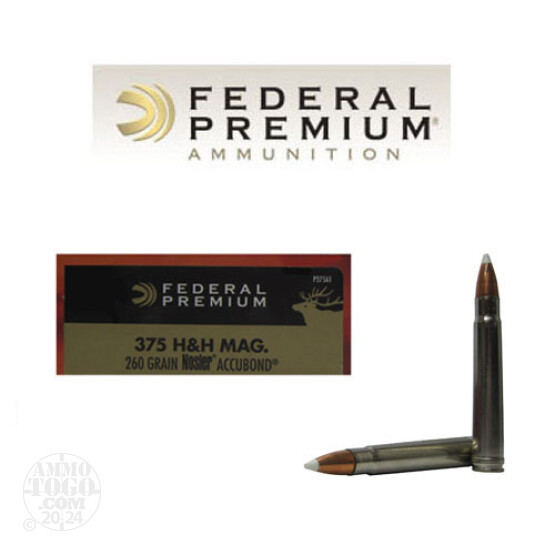 20rds - 375 H&H Mag Federal Vital-Shok 260gr. Nosler Accubond Polymer Tip Ammo