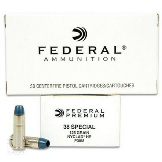 50rds -  38 Special Federal 125gr. Nyclad Hollow Point Ammo