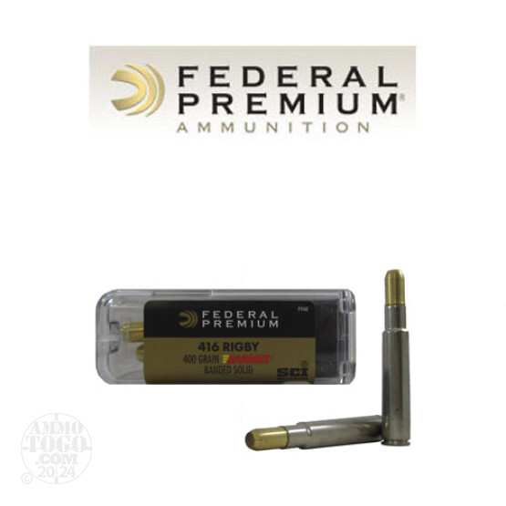 20rds - 416 Rigby Federal Cape-Shok 400gr. Barnes Banded Solid Ammo