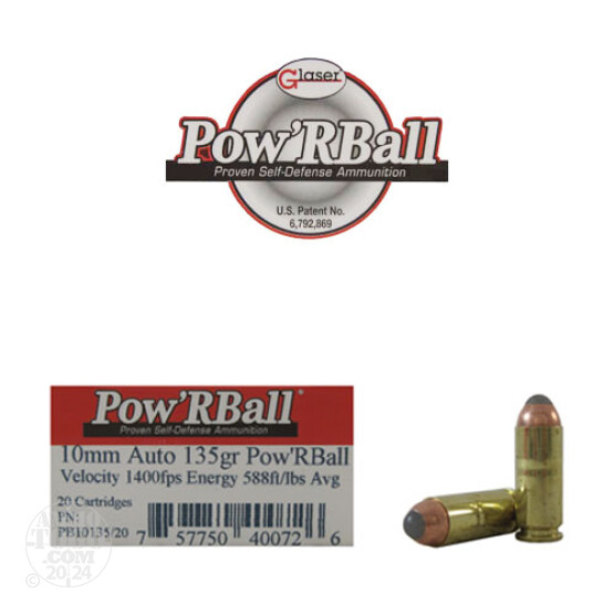 20rds - 10mm Corbon Pow'RBall 135gr. Ammo
