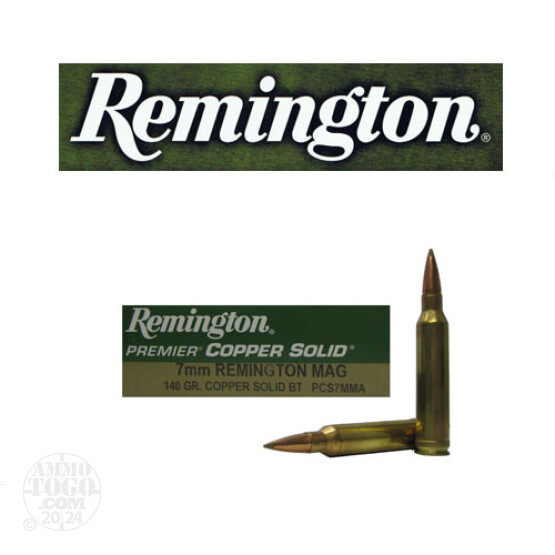 20rds - 7mm Rem Mag Remington Premier Copper Solid 140gr. Polymer Tip Ammo