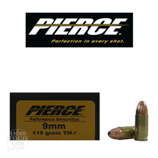 50rds - 9mm Luger Pierce 115gr. TMJ Ammo