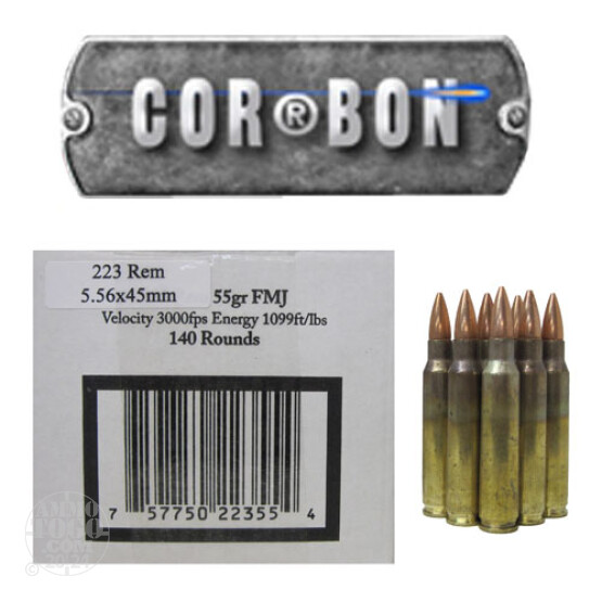140rds - .223 Corbon 55gr. FMJ Bulk Pack Ammo