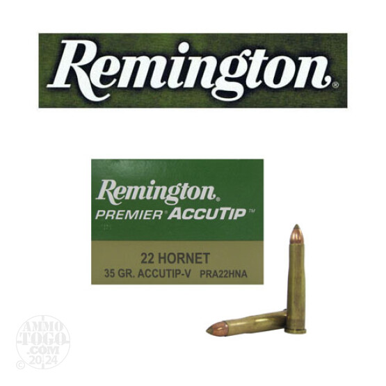 50rds – 22 Hornet Remington Premier AccuTip-V 35gr. AccuTip-V Ammo