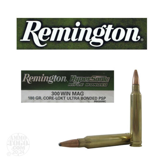 20rds - 300 Win Mag Remington Hypersonic 180gr. Core-lokt Ultra Bonded PSP Ammo