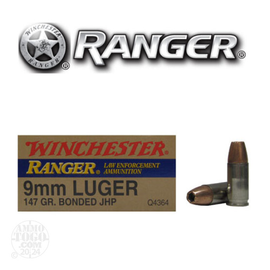 500rds - 9mm Winchester Ranger Bonded 147gr. HP Ammo