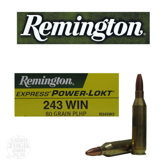 20rds - 243 Win Remington 80gr. Power-Lokt HP Ammo