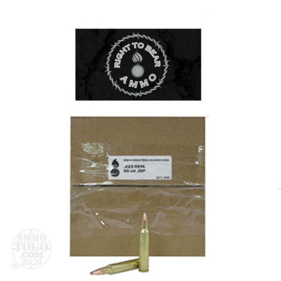 500rds - 223 Right to Bear 55gr. JSP Bulk Pack Ammo
