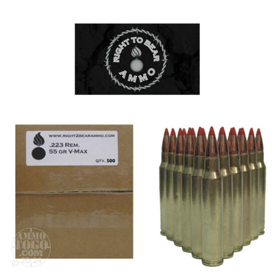 500rds - 223 Right To Bear 55gr V-Max Polymer Tip Ammo
