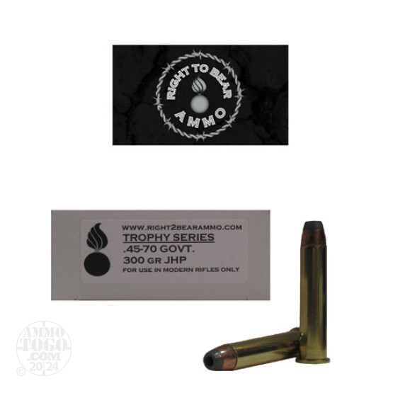 20rds - 45-70 Govt. Right To Bear 300gr JHP Ammo