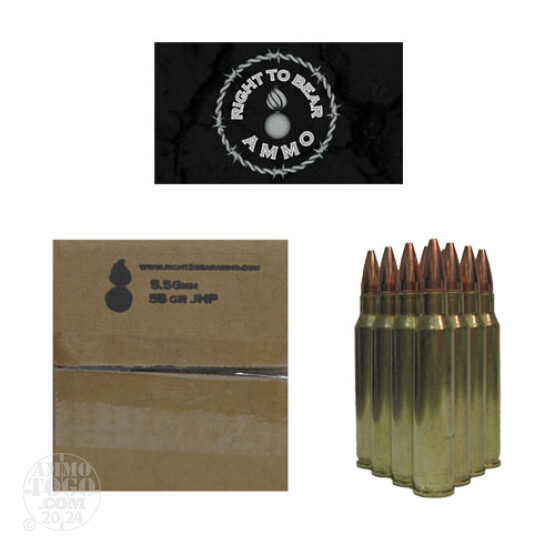 200rds - 5.56 Right To Bear 55gr JHP Ammo