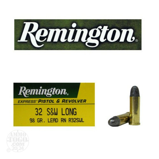 50rds - 32 S&W Long Remington 98gr. Lead Round Nose Ammo