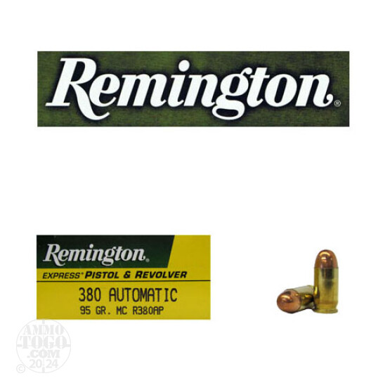 50rds - .380 Auto Remington EXPRESS 95gr. FMJ Ammo