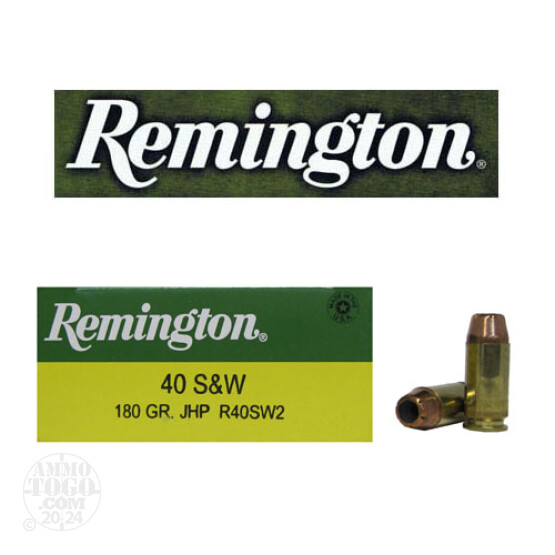 25rds - 40 S&W Remington 180gr. Jacketed Hollow Point Ammo
