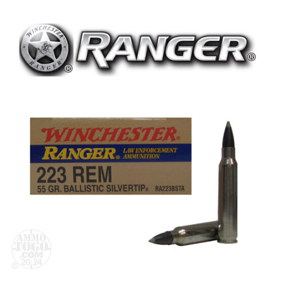 20rds - 223 LE Winchester Ranger 55gr. Ballistic Silvertip Ammo