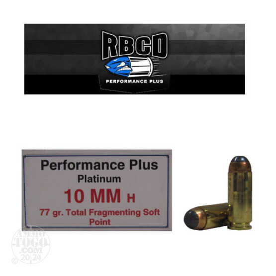 20rds - 10mm RBCD Performance Plus 77gr. Total Fragmenting Soft Point Ammo
