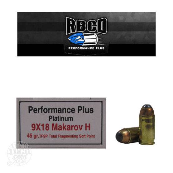 20rds - 9x18 Makarov RBCD Performance Plus 45gr Total Fragmenting Soft Point Ammo