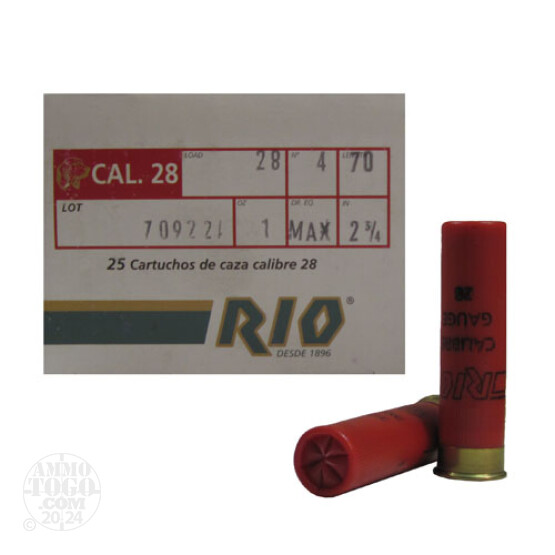 25rds - 28 Gauge Rio 2 3/4" 1oz. #4 Shot Ammo