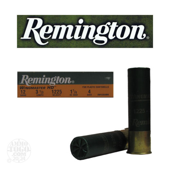 100rds - 12 Gauge Remington Wingmaster HD Magnum 3 1/2"  1 7/8oz. #4 Shot Ammo
