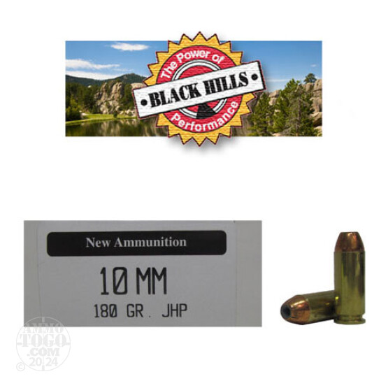 50rds - 10mm Black Hills 180gr. New Seconds JHP Ammo