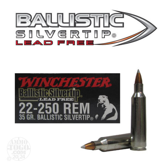 20rds - 22-250 Rem Winchester 35gr. Supreme Ballistic Silvertip Lead Free Ammo