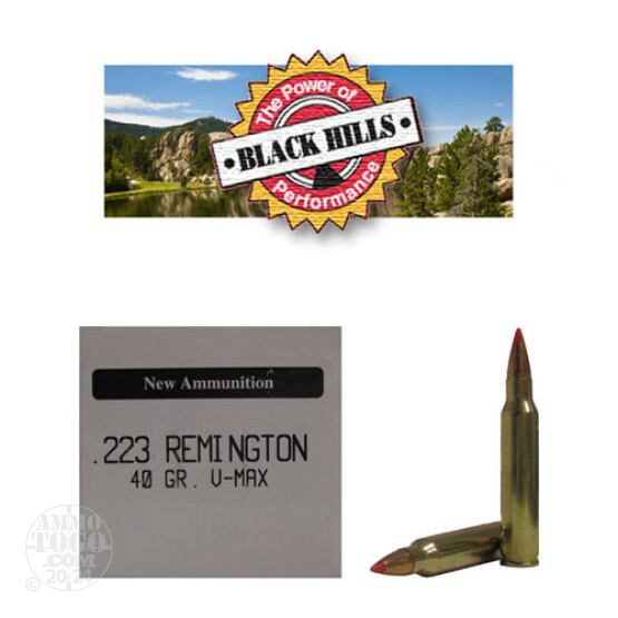 50rds - .223 Black Hills 40gr. New Seconds V-Max Ammo