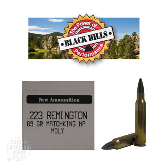 50rds - 223 Black Hills 69gr. New Seconds Sierra MatchKing HP Moly Ammo