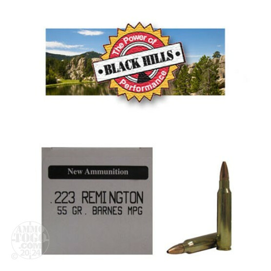 50rds - 223 Black Hills 55gr. New Seconds Barnes MPG HP Ammo