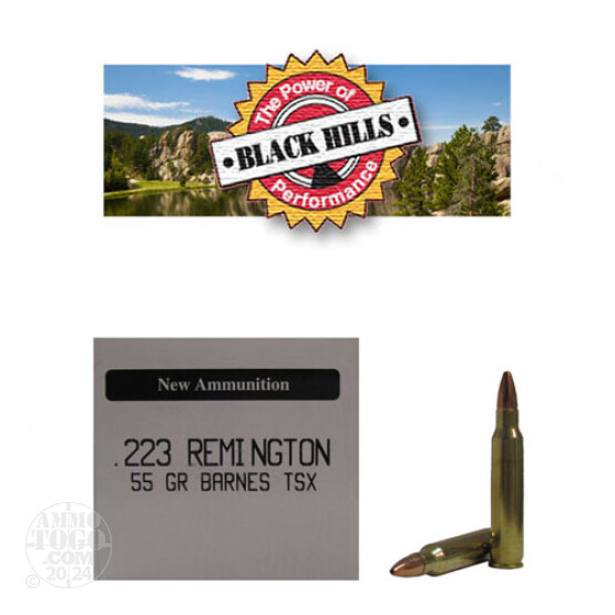 50rds - 223 Black Hills 55gr. New Seconds Barnes TSX HP Ammo