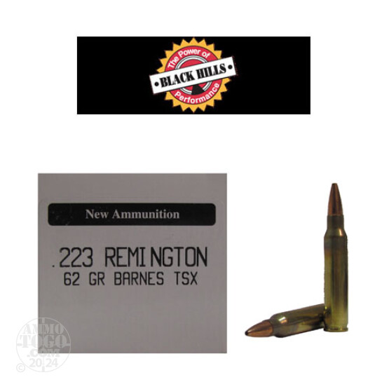 50rds - 223 Black Hills 62gr. New Seconds Barnes TSX HP Ammo
